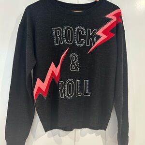 Zadig & Voltaire “Rock & Roll” Motif Sweater with Red and Pink Accents